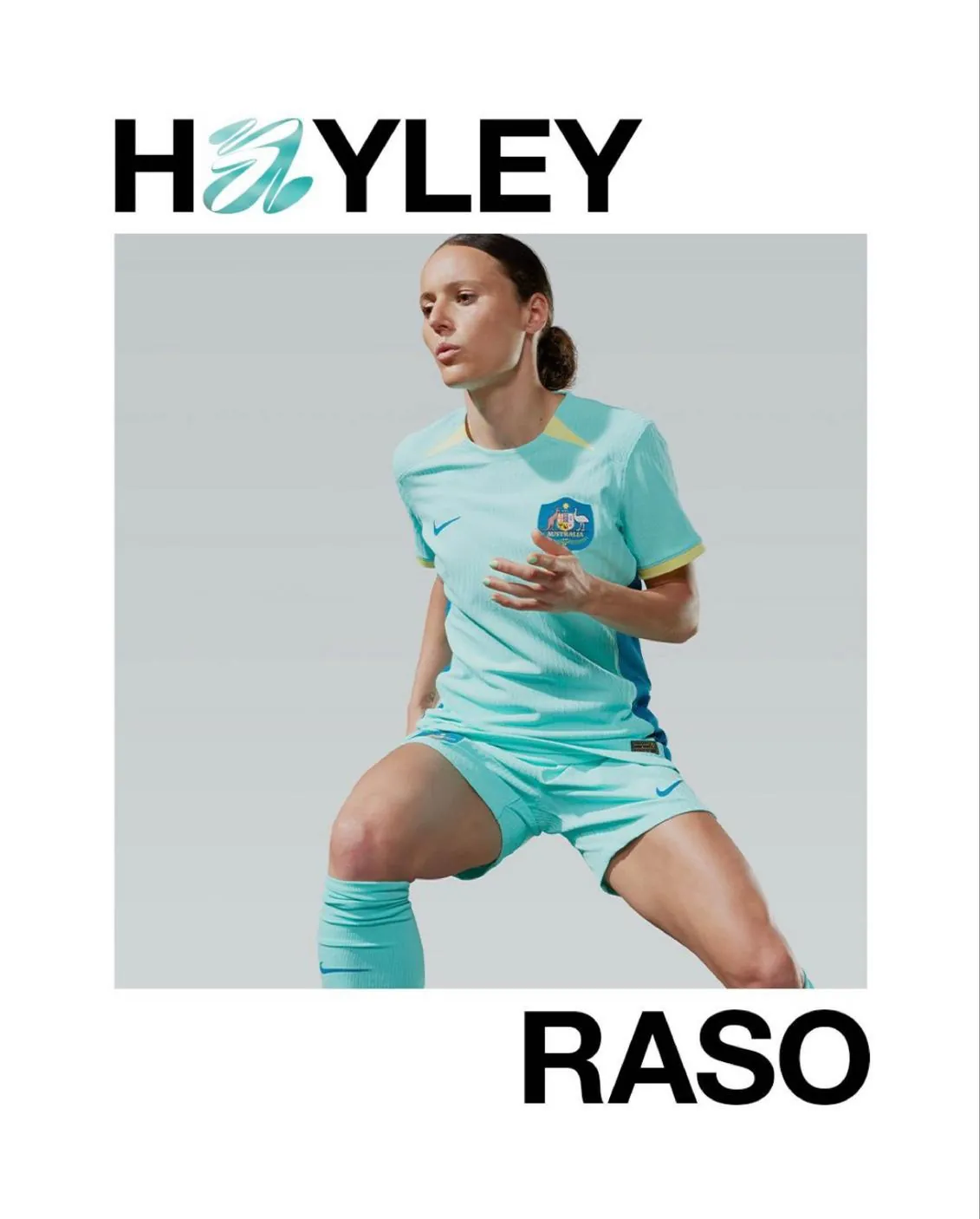 Nike Football player poster for Australia with Hayley Raso lettering