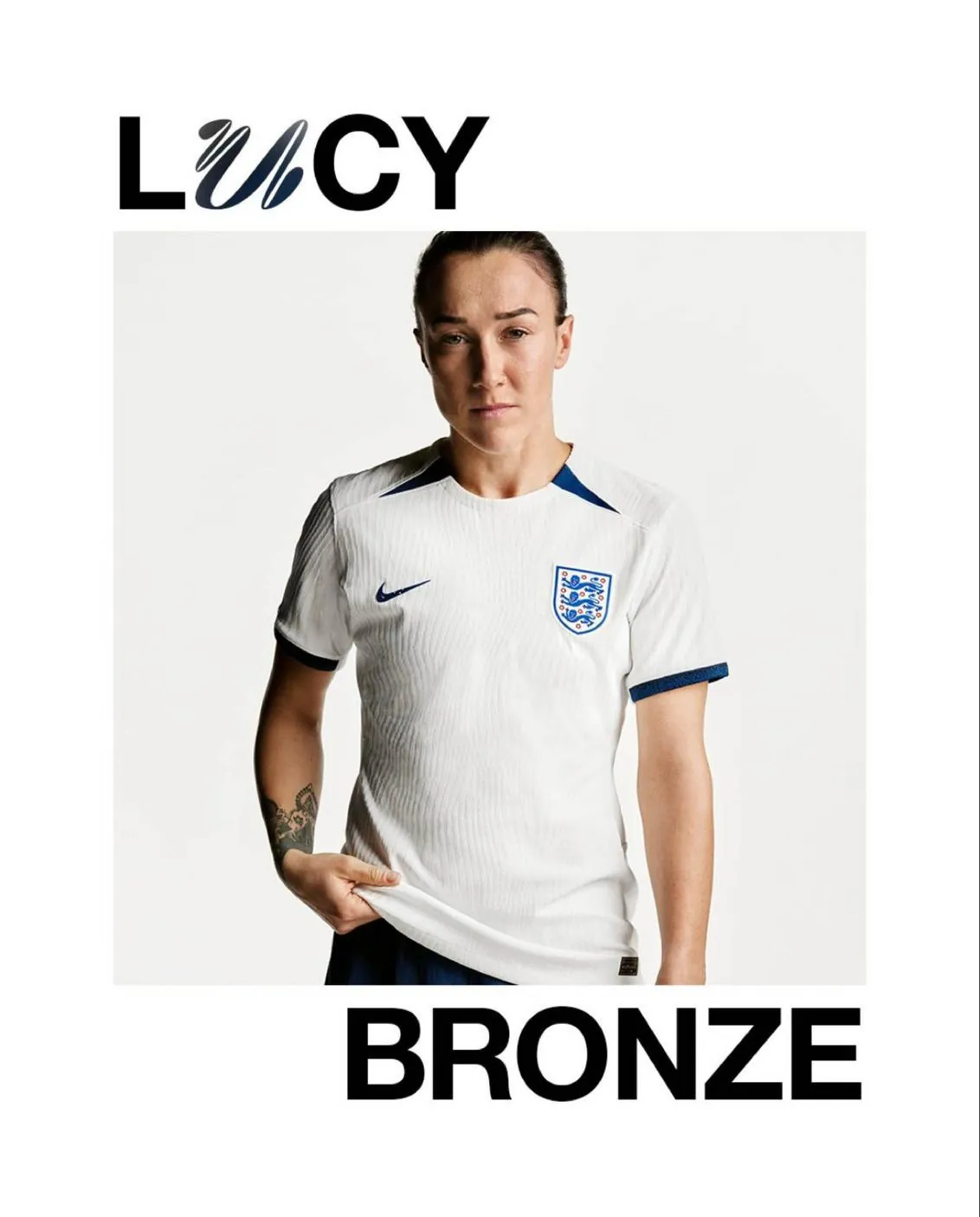 Nike Football player poster for England with Lucy Bronze lettering