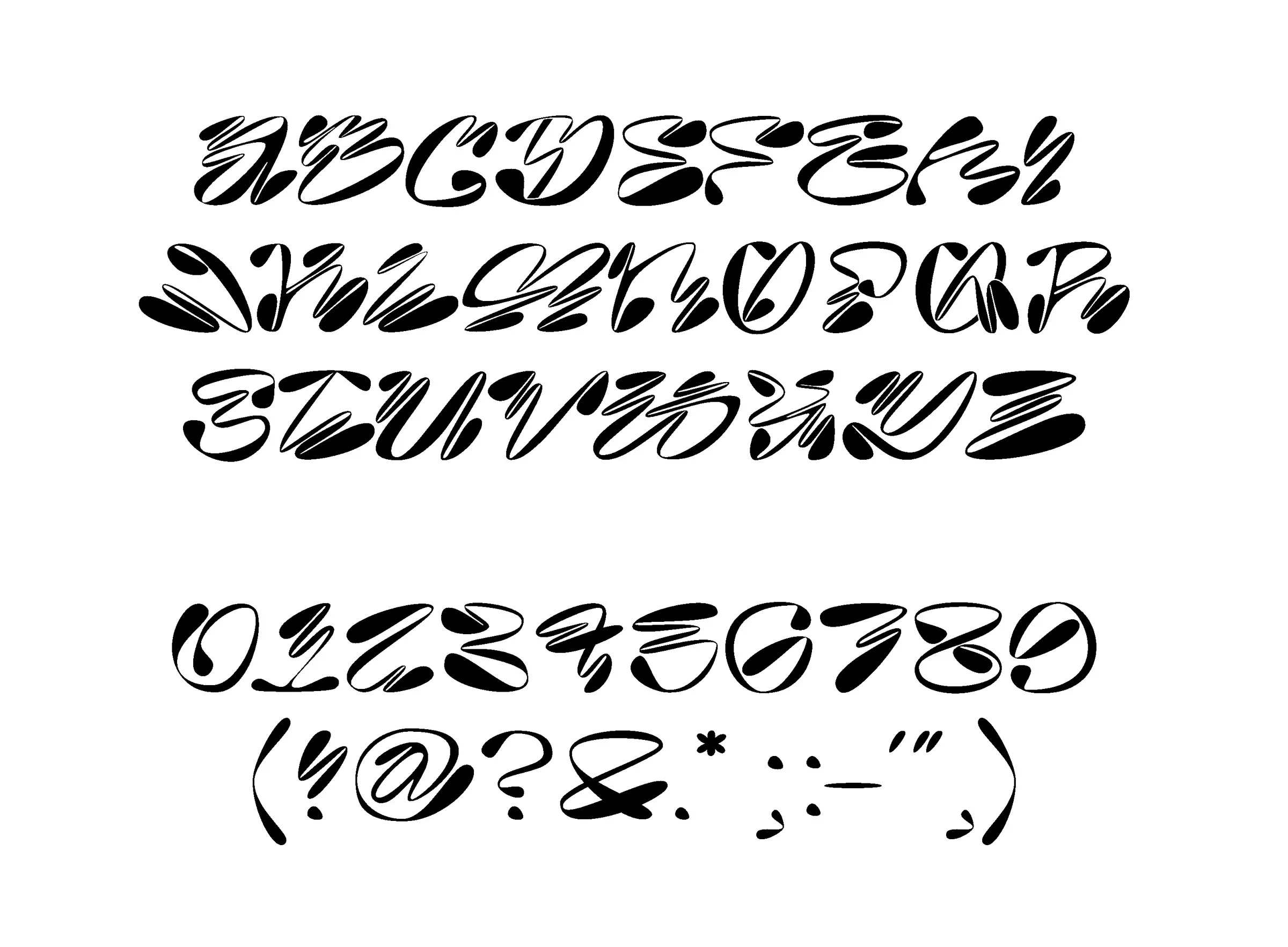 Display typeface alphabet and numerals